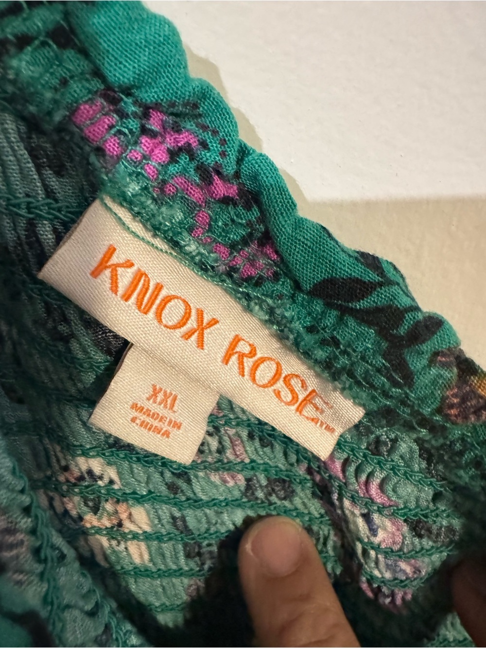Knox Rose XXL Green Floral One Shoulder Smocked Tiered Boho Maxi Dress Rayon - Picture 5 of 6